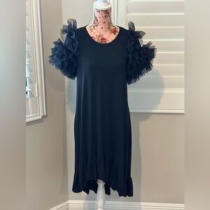 Elegant Black Ruffle Sleeve Dress